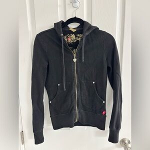 TWISTED HEART Black Hoodie with Gold Accents